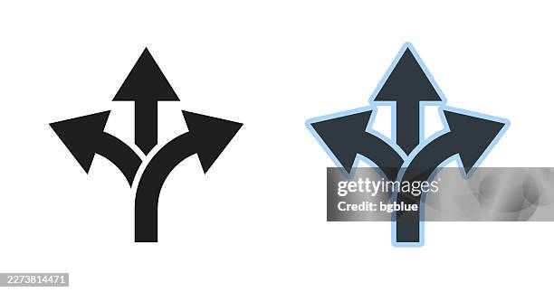 three way direction arrow. icons for design - editable icon - hard decision stock illustrations