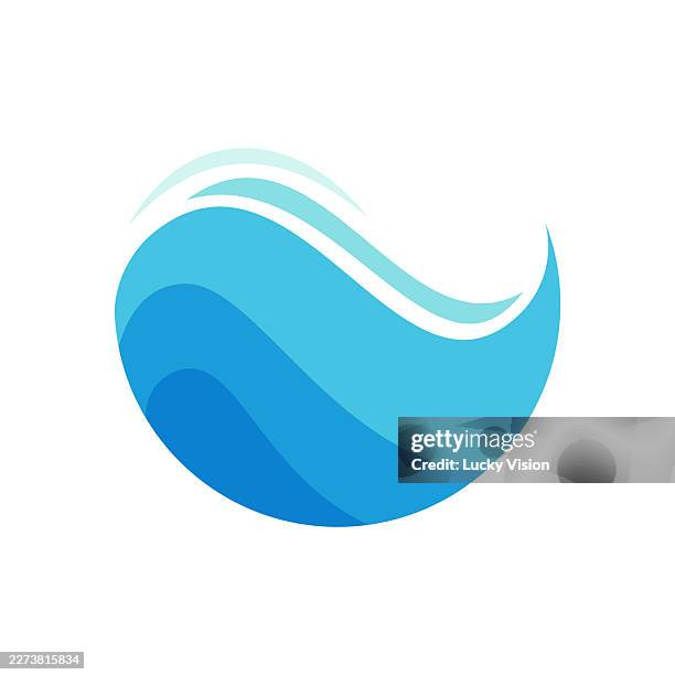 circle beach wave logo icon in blue colors stock illustration - pool cleaning stock illustrations