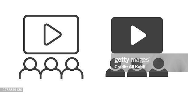 streaming thin line and glyph solid icon. editable stroke and perfect pixel isolated on transparent background. - play button transparent background stock illustrations