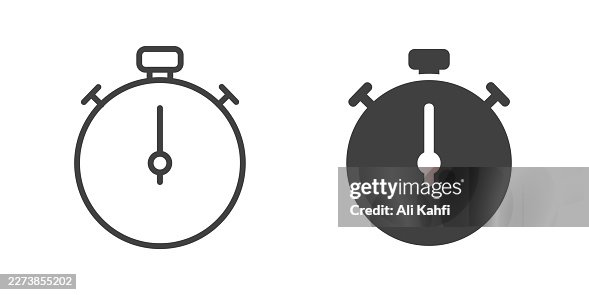 Stopwatch thin line and glyph solid icon. Editable stroke and perfect pixel isolated on transparent background. Stopwatch thin line and glyph solid icon. Editable stroke and perfect pixel isolated on transparent background.