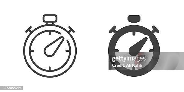 fast timer thin line and glyph solid icon. editable stroke and perfect pixel isolated on transparent background. - time clock stock illustrations