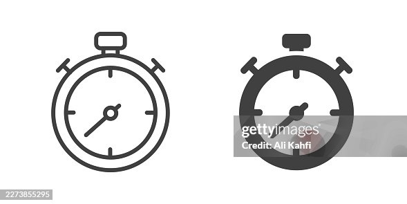 Stopwatch thin line and glyph solid icon. Editable stroke and perfect pixel isolated on transparent background. Stopwatch thin line and glyph solid icon. Editable stroke and perfect pixel isolated on transparent background.