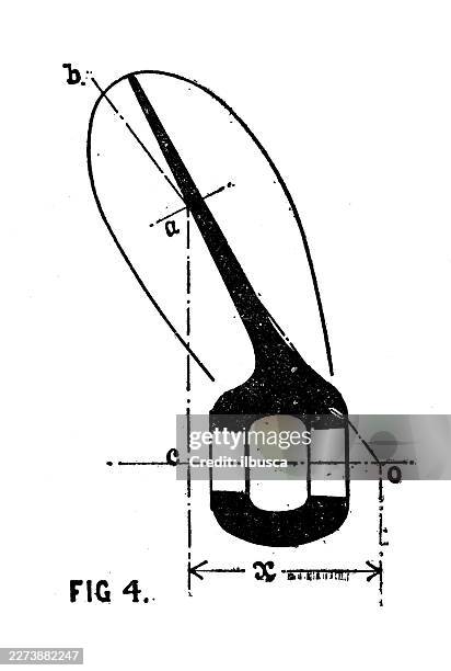 technical drawings and diagrams from 19th century engineering magazine, propeller - propeller engine stock illustrations