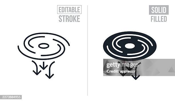 water draining down a drain - editable stroke and solid icons - drain stock illustrations
