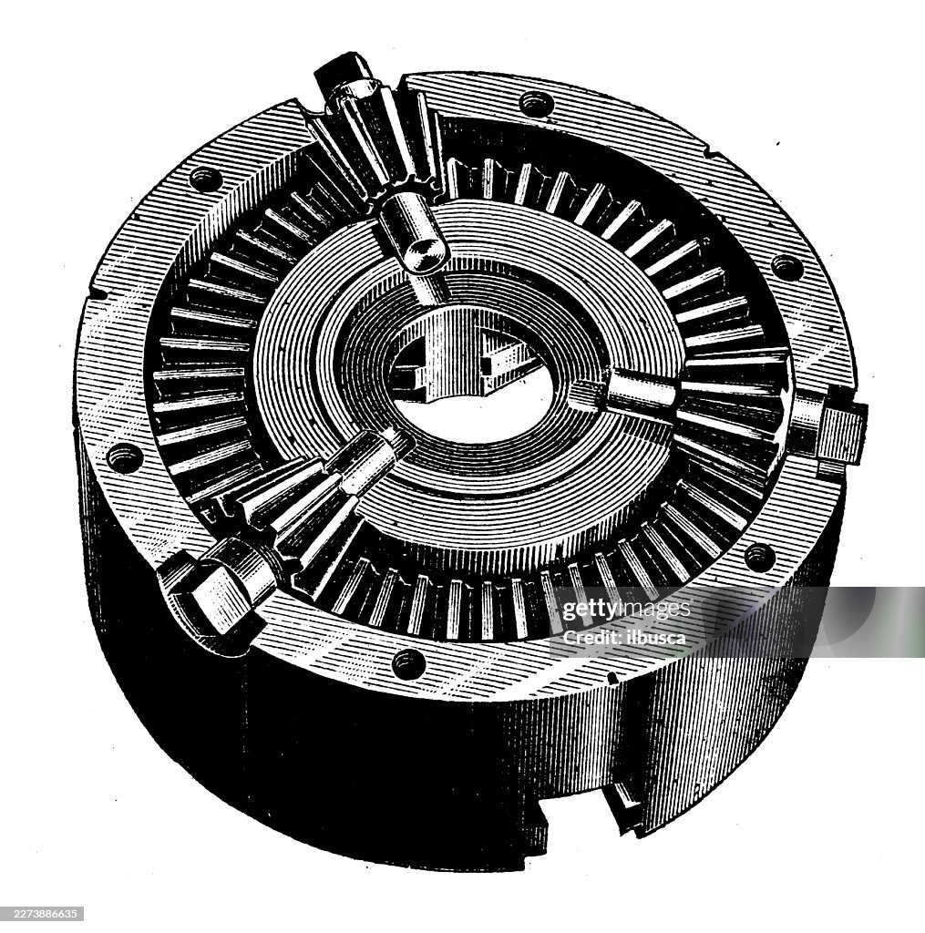 Technical drawings and diagrams from 19th century engineering magazine, Chuck