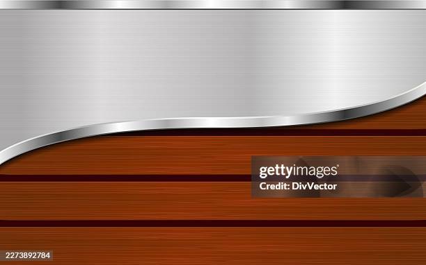 wooden texture background with silver plate design illustration - silver plate background stock illustrations