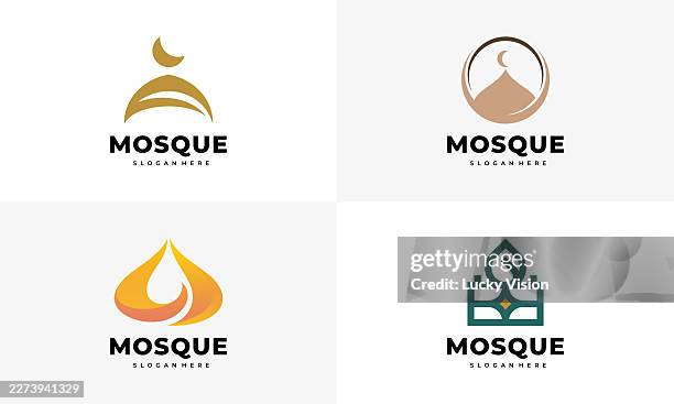 set of simple islamic mosque logo symbol vector - make a difference logo stock illustrations