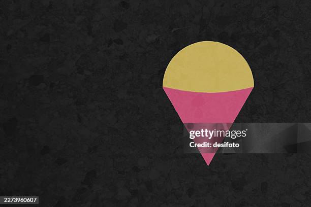one hemisphere surmounted on top of a cone flat solid geometrical shape over dark black smudged spotted vector background with copy space like ice cream cone drawn on blackboard or slate for nursery preschool kids learning - math problem stock illustrations
