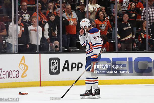 Connor McDavid of the Edmonton Oilers reacts after being defeated by the Anaheim Ducks 5-2 in Game Six of the First Round of the 2026 Stanley Cup...