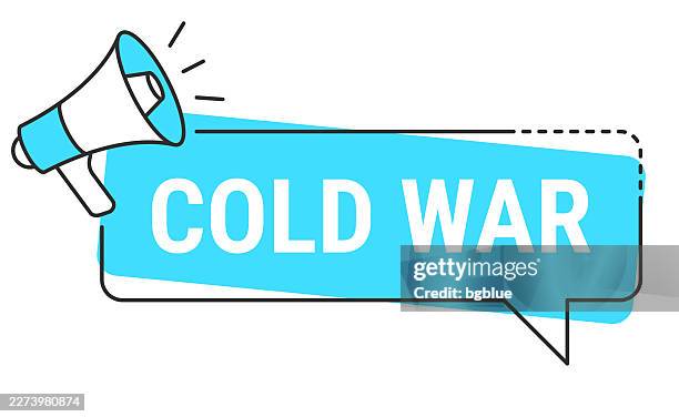cold war - speech bubble and megaphone on white background - cold war stock illustrations