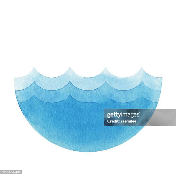 watercolor blue wave half circle logo - half circle logo stock illustrations