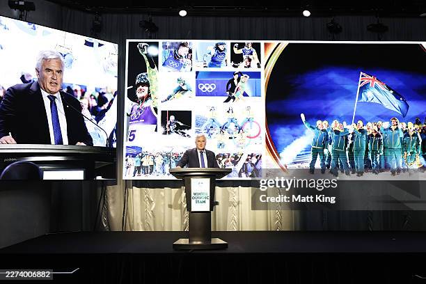 President Ian Chesterman speaks during the AOC President's Australian Winter Olympic Team Official Welcome Home Event at Illumina on May 01, 2026 in...