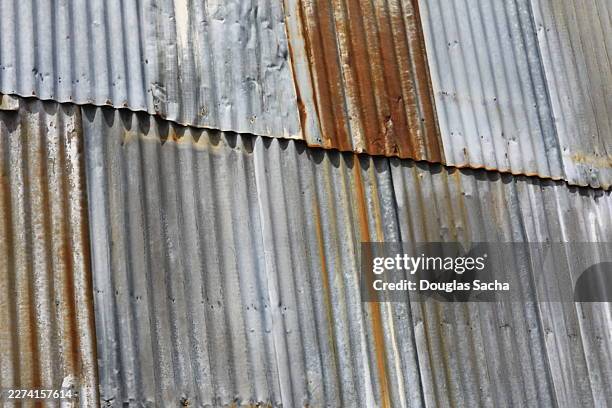 galvanized sheet rusted. - corrugated stock pictures, royalty-free photos & images