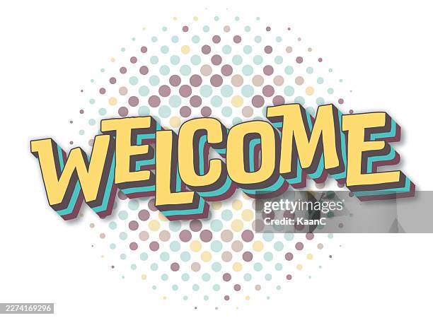 welcome. retro style lettering stock illustration. invitation or greeting card stock illustration - welcome sign stock illustrations