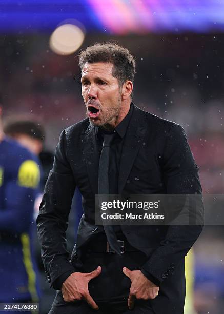 Diego Simeone, Manager / Head Coach of Atletico Madrid reacts after the UEFA Champions League 2025/26 Semi Final Second Leg match between Arsenal FC...