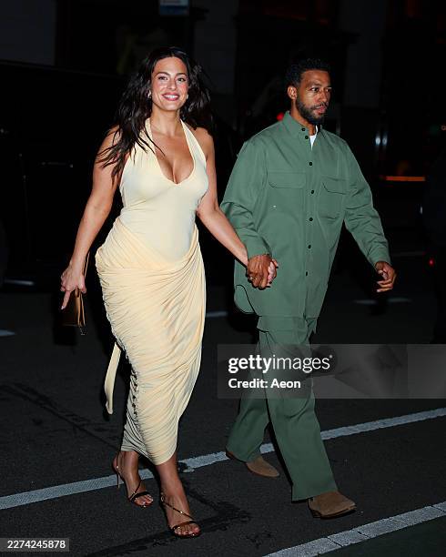 Ashley Graham and Justin Ervin seen at Jeff Bezos and Lauren Sánchez Bezos Met Gala pre-party at their NoMad apartment on May 02, 2026 in New York...