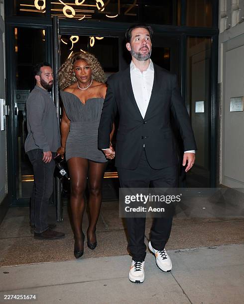 Serena Williams and Alexis Ohanian seen at Jeff Bezos and Lauren Sánchez Bezos Met Gala pre-party at their NoMad apartment on May 02, 2026 in New...