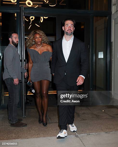 Serena Williams and Alexis Ohanian seen at Jeff Bezos and Lauren Sánchez Bezos Met Gala pre-party at their NoMad apartment on May 02, 2026 in New...