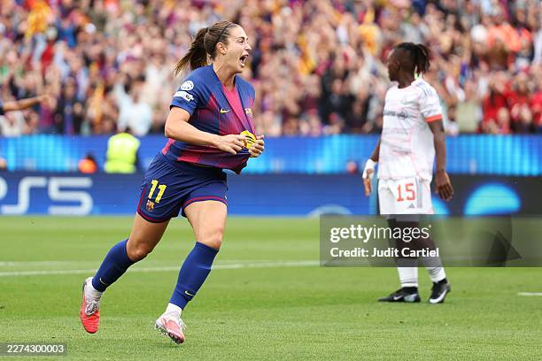 Alexia Putellas of FC Barcelona celebrates scoring her team's second goal during the UEFA Women's Champions League 2025/26 Semi-Final Second Leg...