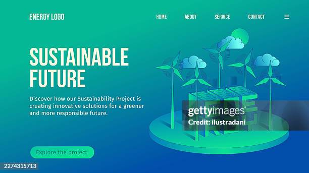 sustainability future energy project template for website or presentation futuristic style - using phone outside stock illustrations