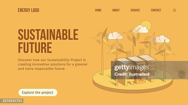 sustainability future energy project template for website or presentation yellow color - checking phone outside stock illustrations