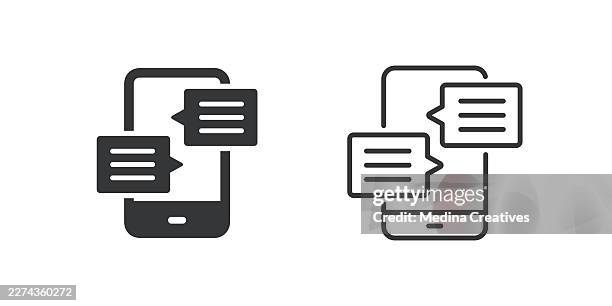 mobile chat icons. glyph solid and line series icon. - malay friends stock illustrations