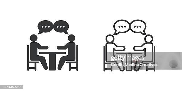 discussion icons. glyph solid and line series icon. - language translation stock illustrations