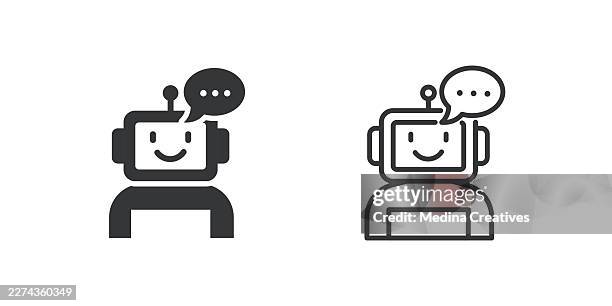 chatbot conversation icons. glyph solid and line series icon. - malay couple stock illustrations