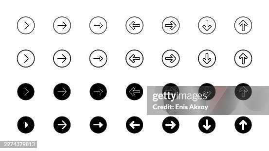 Circular Arrow Icon Set: Line & Solid Navigation Buttons Circular Arrow Icon Set: Line & Solid Navigation Buttons