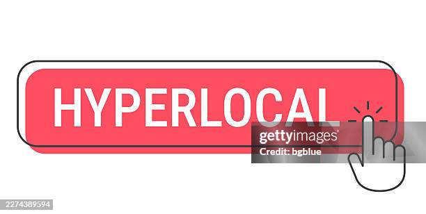 hyperlocal - click button with hand cursor on white background - small business computer isolated stock illustrations