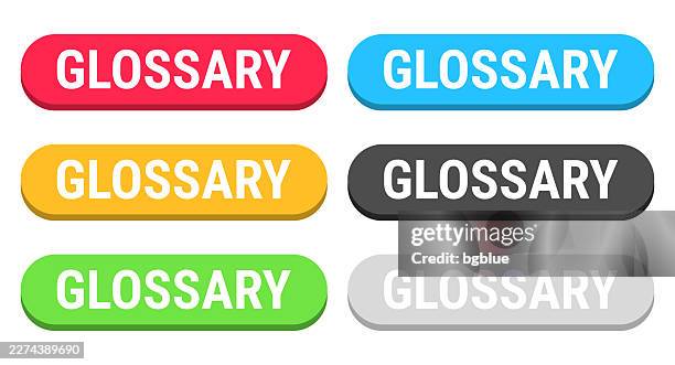 glossary - colorful 3d click web buttons on blank background - glossary stock illustrations