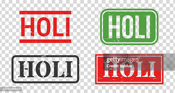 holi - rubber stamp set on blank background - holi stock illustrations