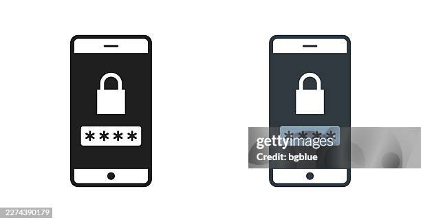 smartphone with password. icons for design - editable icon - phone security code stock illustrations