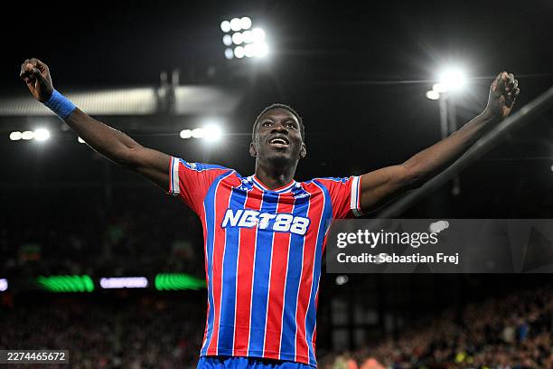 Ismaila Sarr of Crystal Palace celebrates after scoring a goal during the UEFA Europa Conference League match between Crystal Palace FC and FC...