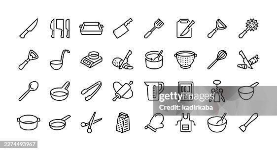 Kitchen Tools Line Icon Set. Group Of Object. Kitchen Tools Line Icon Set. Group Of Object.