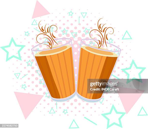 indian chai or tea glass - nutmeg stock illustrations