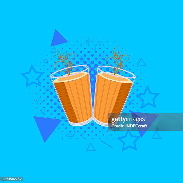 indian chai or tea glass - nutmeg stock illustrations
