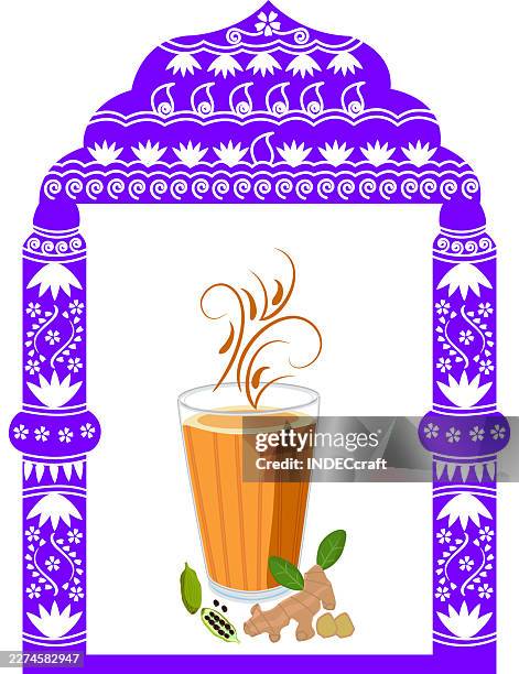 masala chai indian chai or tea glass - nutmeg stock illustrations