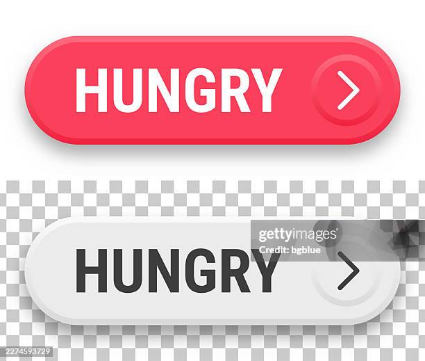 hungry - 3d click web buttons on blank background - famine stock illustrations