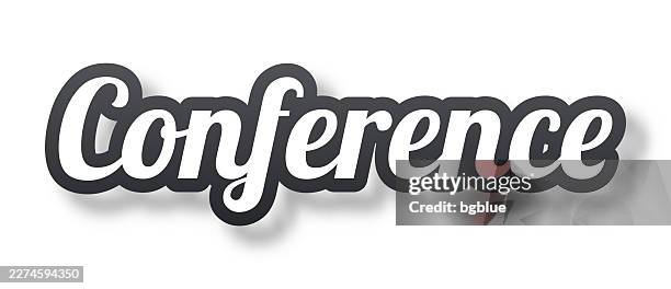 conference - 3d text with shadow on white background - press conference table stock illustrations