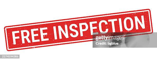 free inspection - red rubber stamp on white background - looking over edge stock illustrations
