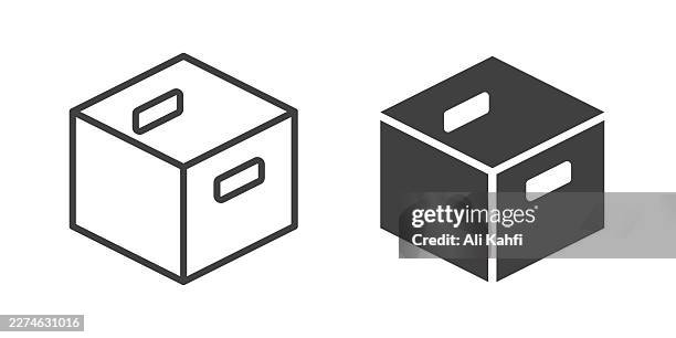 boxes thin line and glyph solid icon. editable stroke and perfect pixel isolated on transparent background. - empty box icon stock illustrations
