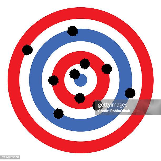 target with bullet holes - bullet hole stock illustrations