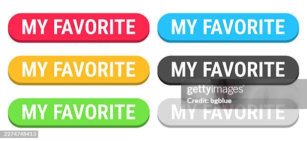my favorite - colorful 3d click web buttons on blank background - picking oranges stock illustrations