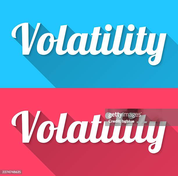 volatility - flat design with long shadow on blue and red background - volatility vector stock illustrations