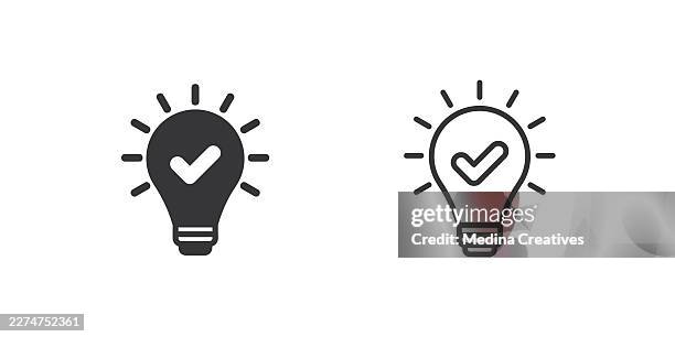 validated idea icons. glyph solid and line series icon. - brain performance icon stock illustrations