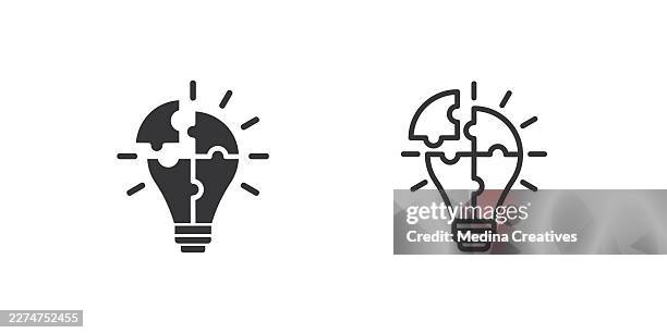 lösungssymbole. glyphe, solid- und linienserien-symbol. - auflösen stock-grafiken, -clipart, -cartoons und -symbole