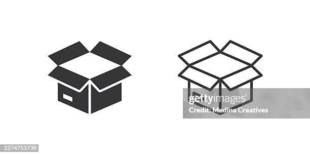 open box icons. glyph solid and line series icon. - gift returns stock illustrations