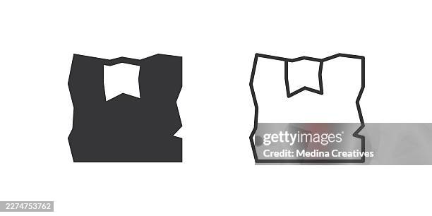 damaged package icons. glyph solid and line series icon. - gift returns stock illustrations