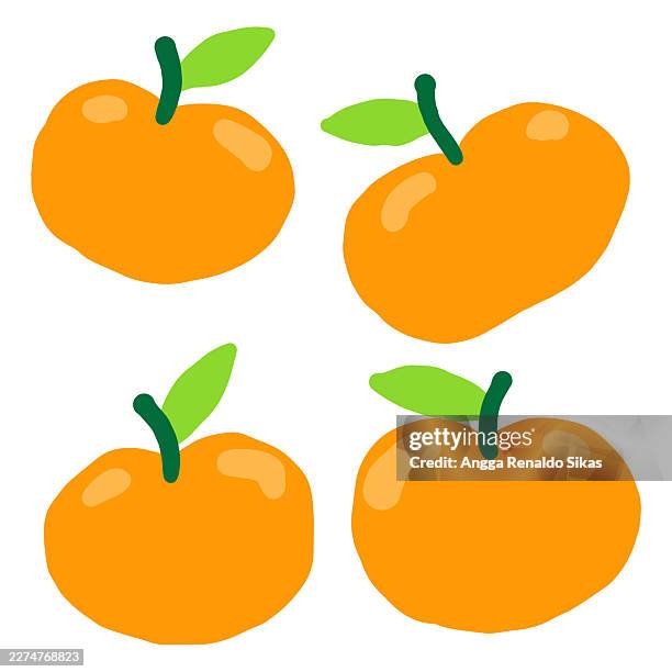 mandarin oranges doodle child's drawing style - mandarin orange stock illustrations